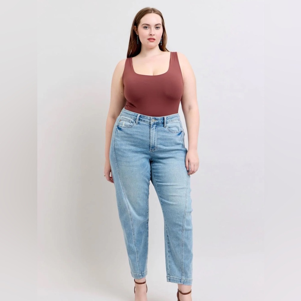 Judy Blue High Waist Side Panel Barrel Leg Denim Jeans size 14